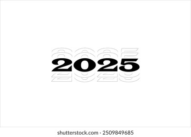 Happy New Year 2025 text design. Template design, card, banner. Vector illustration. Isolated on white