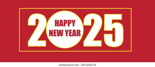 Happy New Year 2025 text design template, card, banner. Vector illustration new year celebration concept 