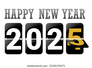 Happy New Year 2025 text design. Cover of business diary for 2025 with wishes. Vector logo 2025 for celebration and season decoration, background for branding, banner, cover, card, and social.