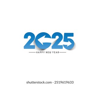 Happy New Year 2025 Text Typography Design Element flyer, banner design.