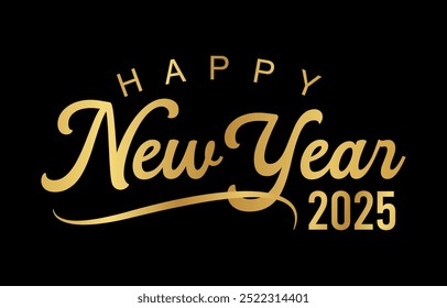 Feliz año Nuevo 2025 Vector de diseño de texto, Feliz año Nuevo 2025 tipografía