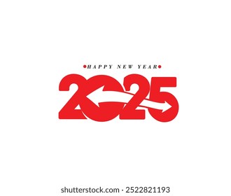 Happy New Year 2025 Text Typography Design Element flyer, banner design.