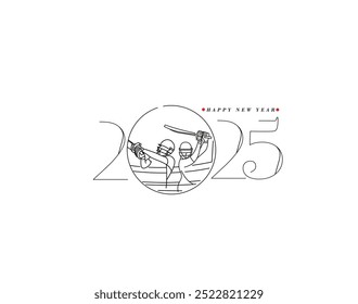 Happy New Year 2025 Text Typography Design Element flyer, banner design.