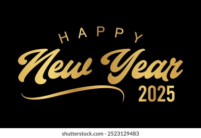 Feliz año Nuevo 2025 Vector de diseño de texto, Feliz año Nuevo 2025 tipografía