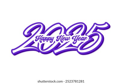 Happy New Year 2025 text design vector, Happy New Year 2025 typography