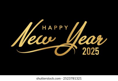 Feliz año Nuevo 2025 Vector de diseño de texto, Feliz año Nuevo 2025 tipografía