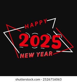 Feliz año nuevo 2025 diseño de texto para la Ilustración vectorial de Anuncio de tarjeta de Plantilla de diseño de folleto.