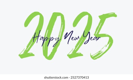 Happy New Year 2025 text design. Cover of business diary for 2025 new year with wishes. Happy New Year 2025 with calligraphy and gold brush-painted text effects. vector illustrator