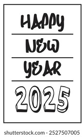 Happy New Year 2025 text design. Cover of business diary for 2025 with wishes.