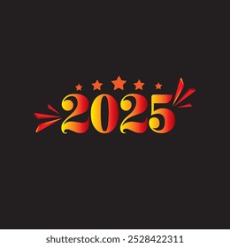 Happy New Year 2025 text design template. Calligraphy black numbers 2025. Collection typography logo design for holiday cover, banner.