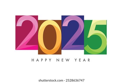 feliz ano novo 2025 modelo de design de fundo de texto, isolado no fundo branco.