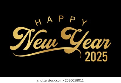 Feliz año Nuevo 2025 Vector de diseño de texto, Feliz año Nuevo 2025 tipografía