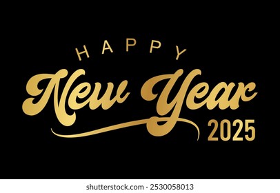 Feliz año Nuevo 2025 Vector de diseño de texto, Feliz año Nuevo 2025 tipografía