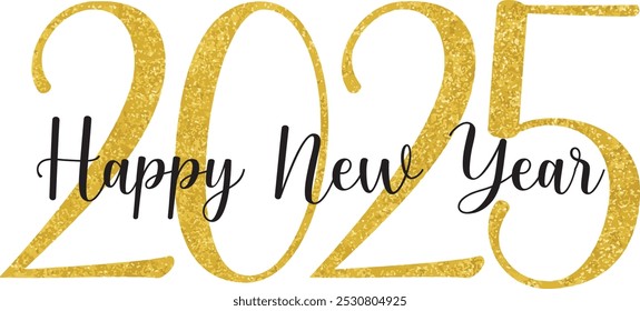 Happy New Year 2025 text design. Happy New Year 2025 with gold painted text, Business diary cover for new year 2025 with wishes.