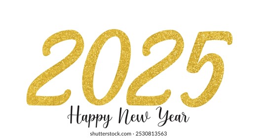 Happy New Year 2025 text design. Happy New Year 2025 with gold painted text, Business diary cover for new year 2025 with wishes.