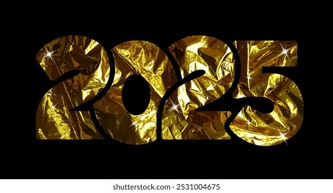 Happy New Year 2025 text design. hand drawing. Not AI, Vector illustrations