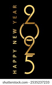 Happy new year 2025 text design for brochure design template card banner vector illustration.