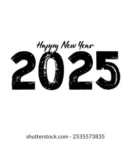 Happy New Year 2025 text design vector, Happy New Year 2025 typography