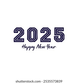 Happy New Year 2025 text design vector, Happy New Year 2025 typography