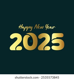 Happy New Year 2025 text design vector, Happy New Year 2025 typography