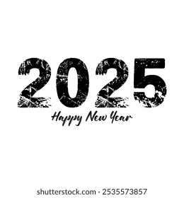 Happy New Year 2025 text design vector, Happy New Year 2025 typography