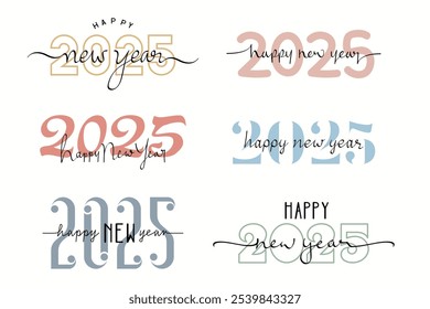 happy new year 2025 text calligraphy can be used for business diary, calendar, t-shirt, mug, invitation cards, many more