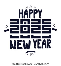 Happy New Year 2025 text design vector, Happy New Year 2025 typography