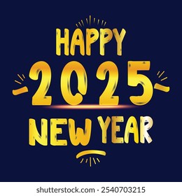 Happy New Year 2025 text design vector, Happy New Year 2025 typography