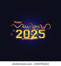 Happy New Year 2025 text design vector, Happy New Year 2025 typography