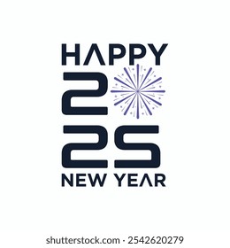 Happy New Year 2025 text design. with a festive end of year celebration concept, 2025 new year logo.