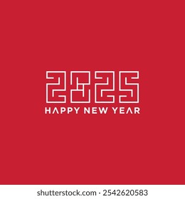 Happy New Year 2025 text design. with technology concept, new year 2025 logo.