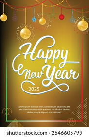 Happy New Year 2025 text design vector, Happy New Year 2025 typography