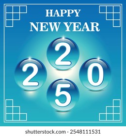Happy New Year 2025 text design. Cover of business diary for 2025 new year with wishes. Happy New Year 2025 with calligraphy Design Template