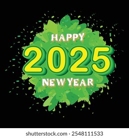 Happy New Year 2025 text design. Cover of business diary for 2025 new year with wishes. Happy New Year 2025 with calligraphy Design Template