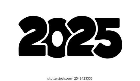 Happy New Year 2025 text design. hand drawing. Not AI, Vector illustrations