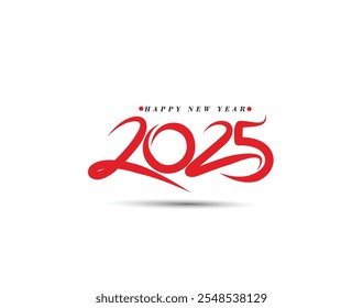 Happy New Year 2025 Text Typography Design Element Flyer, Banner Poster Design.