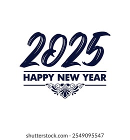 Happy New Year 2025 text design vector, Happy New Year 2025 typography