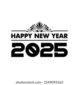 Feliz año Nuevo 2025 Vector de diseño de texto, Feliz año Nuevo 2025 tipografía
