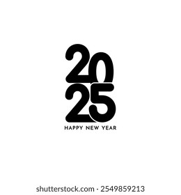 Happy New year 2025 text design decorative background vector