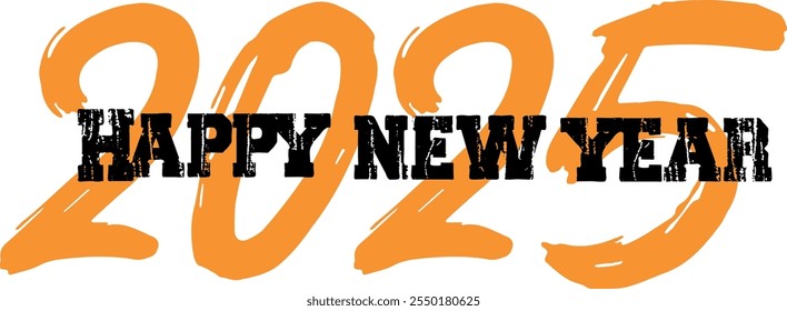 Feliz año Nuevo 2025 diseño de texto. Portada del diario de negocios para el año nuevo 2025 con deseos. Feliz año Nuevo 2025 con caligrafía y efectos de texto pintados con pincel de oro. Diseño de Vector.