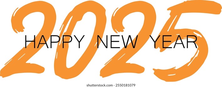 Happy New Year 2025 text design. Cover of business diary for 2025 new year with wishes.