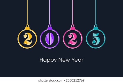 Happy new year 2025 Text Design vector.