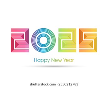 Happy new year 2025 Text Design vector.