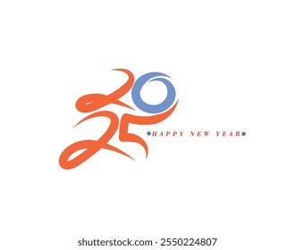 Happy New Year 2025 Text Typography Design Element Flyer, Banner Poster Design.