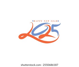 Happy New Year 2025 Text Typography Design Element Flyer, Banner Poster Design.