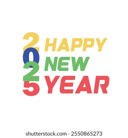 Happy New Year 2025 Text Typography Design Element flyer banner design