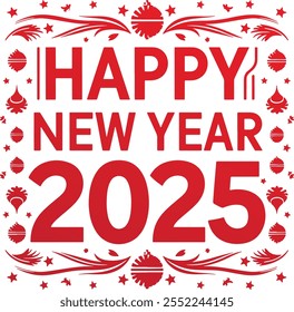 Feliz año Nuevo 2025 diseño de texto. Feliz año nuevo 2025 desea celebración de fondo