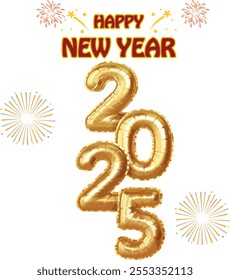 Happy New Year 2025 text design. Cover of business diary for 2025 new year with wishes. Happy New Year 2025