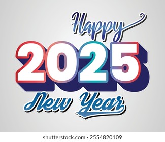 Happy New Year 2025 text design. Vector illustration background for new year's eve and new year resolutions and happy wishes