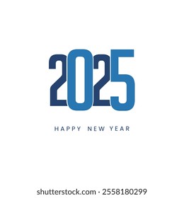 Happy New Year 2025 text design. Cover of business diary for 2025 new year with wishes